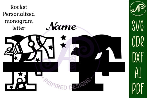 Rocket Monogram Letter F SVG File SVG APInspireddesigns 