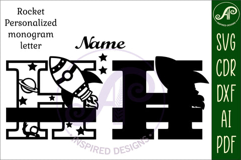 Rocket Monogram Letter H SVG File SVG APInspireddesigns 