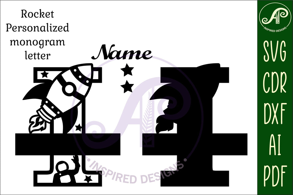 Rocket Monogram Letter I SVG File - So Fontsy