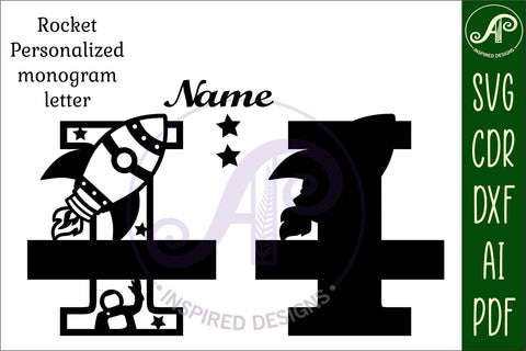 Rocket Monogram Letter I SVG File SVG APInspireddesigns 