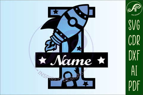 Rocket Monogram Letter I SVG File SVG APInspireddesigns 