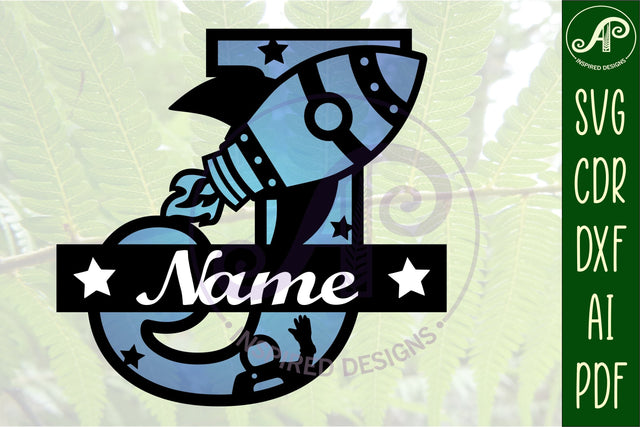 Rocket Monogram Letter J SVG File SVG APInspireddesigns 