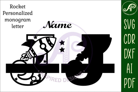 Rocket Monogram Letter J SVG File SVG APInspireddesigns 