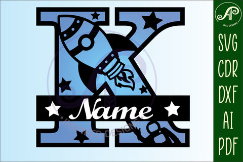 Rocket Monogram Letter K SVG File SVG APInspireddesigns 