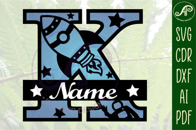 Rocket Monogram Letter K SVG File SVG APInspireddesigns 