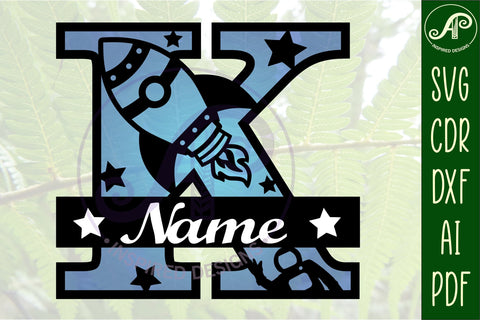 Rocket Monogram Letter K SVG File SVG APInspireddesigns 