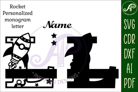 Rocket Monogram Letter L SVG File SVG APInspireddesigns 