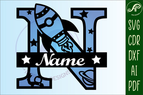 Rocket Monogram Letter N SVG File SVG APInspireddesigns 