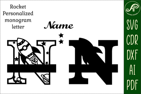 Rocket Monogram Letter N SVG File SVG APInspireddesigns 