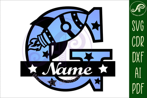 Rocket monogram letter Name signs 3 layer design bundle SVG APInspireddesigns 