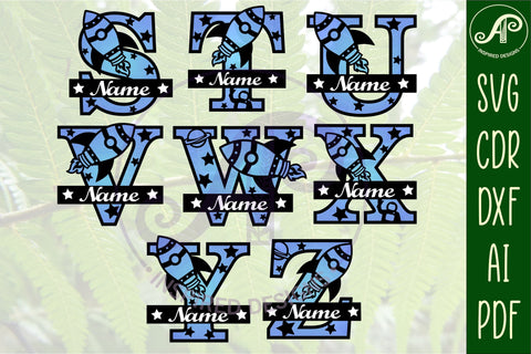 Rocket monogram letter Name signs 3 layer design bundle SVG APInspireddesigns 
