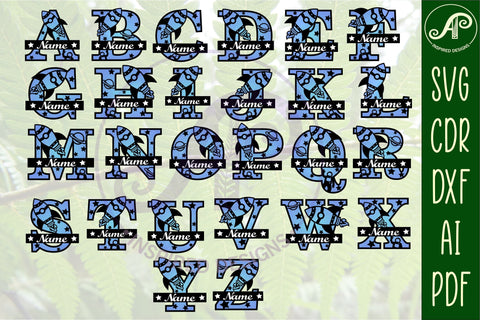 Rocket monogram letter Name signs 3 layer design bundle SVG APInspireddesigns 