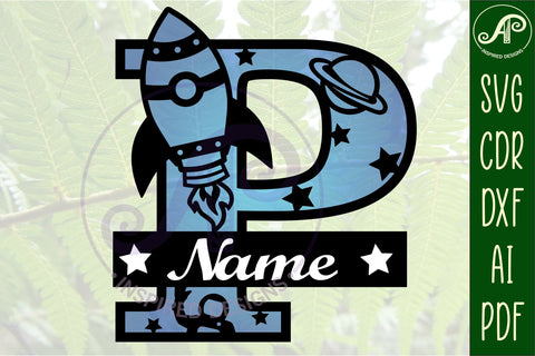 Rocket Monogram Letter P SVG File SVG APInspireddesigns 