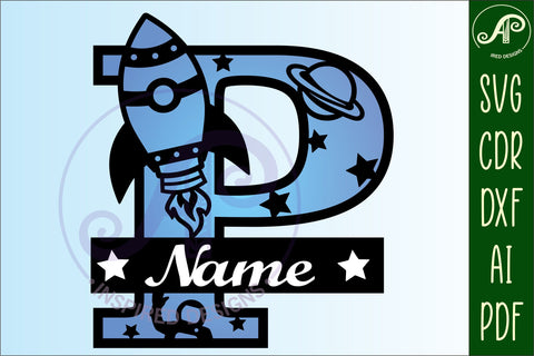 Rocket Monogram Letter P SVG File SVG APInspireddesigns 