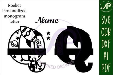 Rocket Monogram Letter Q SVG File SVG APInspireddesigns 