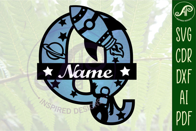 Rocket Monogram Letter Q SVG File SVG APInspireddesigns 