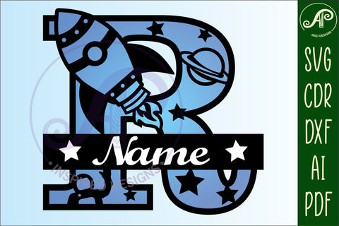 Rocket Monogram Letter R SVG File SVG APInspireddesigns 
