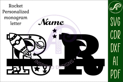 Rocket Monogram Letter R SVG File SVG APInspireddesigns 
