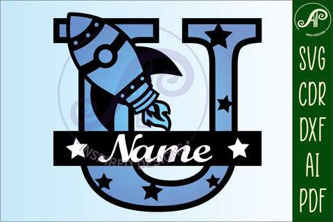 Rocket Monogram Letter U SVG File SVG APInspireddesigns 