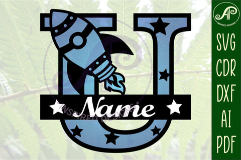 Rocket Monogram Letter U SVG File SVG APInspireddesigns 
