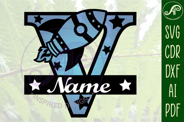 Rocket Monogram Letter V SVG File SVG APInspireddesigns 
