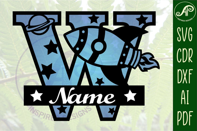 Rocket Monogram Letter W SVG File SVG APInspireddesigns 