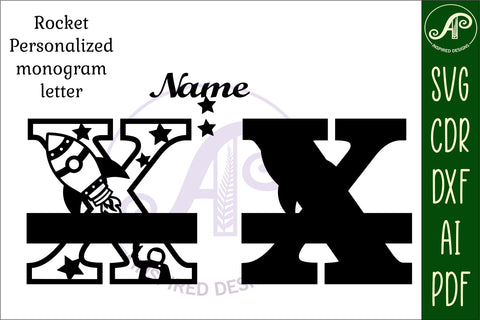 Rocket Monogram Letter X SVG File SVG APInspireddesigns 