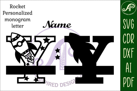 Rocket Monogram Letter Y SVG File SVG APInspireddesigns 