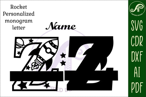 Rocket Monogram Letter Z SVG File SVG APInspireddesigns 