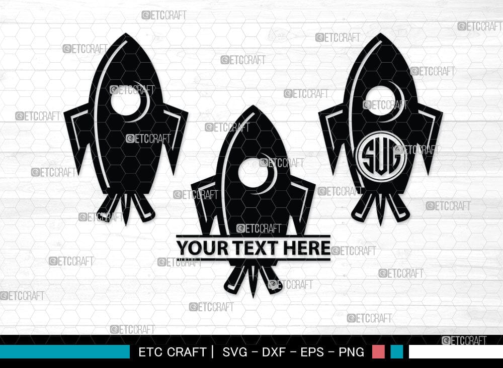 Rocket Monogram, Rocket Silhouette, Space Rocket Svg, Rocketship Svg ...