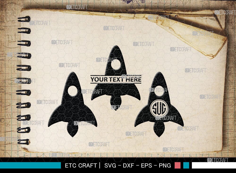 Rocket Monogram, Rocket Silhouette, Space Rocket Svg, Rocketship Svg ...