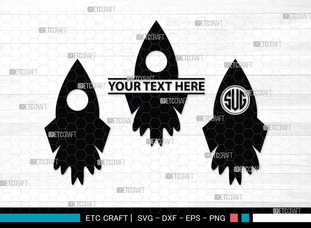 Rocket Monogram, Rocket Silhouette, Space Rocket Svg, Rocketship Svg ...