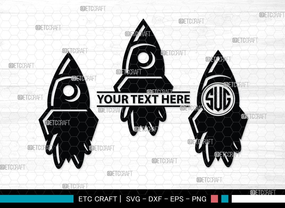 Rocket Monogram, Rocket Silhouette, Space Rocket Svg, Rocketship Svg ...