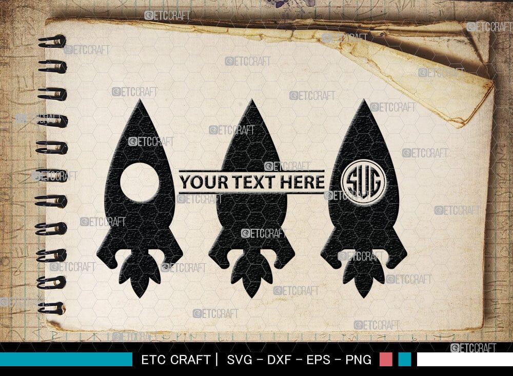 Rocket Monogram, Rocket Silhouette, Space Rocket Svg, Rocketship Svg ...