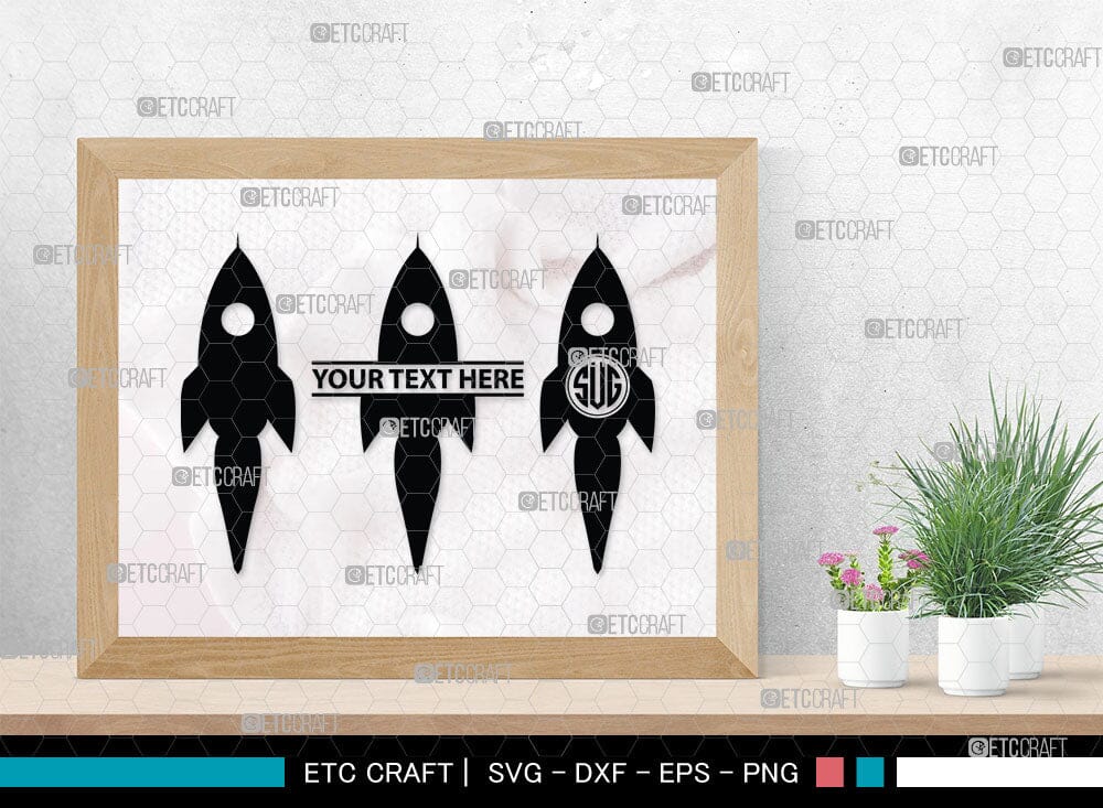 Rocket Monogram, Rocket Silhouette, Space Rocket Svg, Rocketship Svg ...