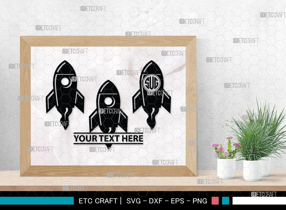 Rocket Monogram, Rocket Silhouette, Space Rocket Svg, Rocketship Svg ...