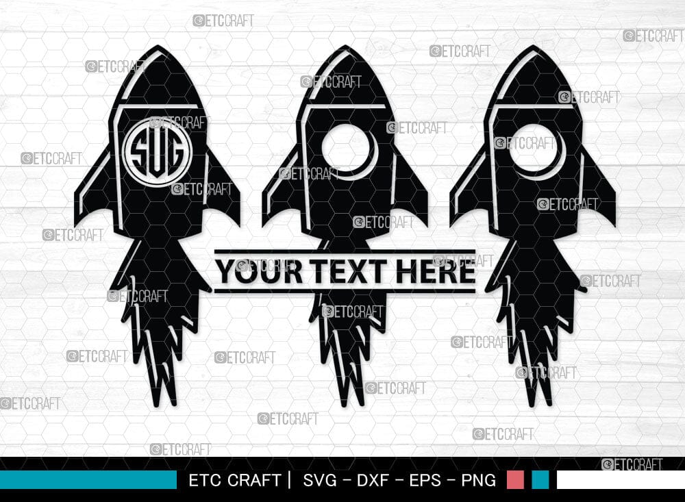 Rocket Monogram, Rocket Silhouette, Space Rocket Svg, Rocketship Svg ...
