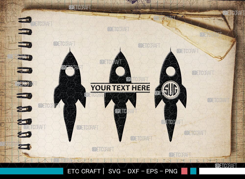 Rocket Monogram, Rocket Silhouette, Space Rocket Svg, Rocketship Svg ...