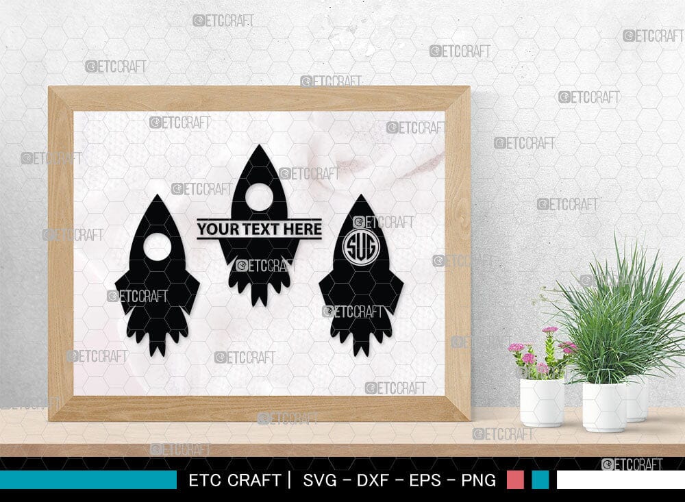 Rocket Monogram, Rocket Silhouette, Space Rocket Svg, Rocketship Svg ...