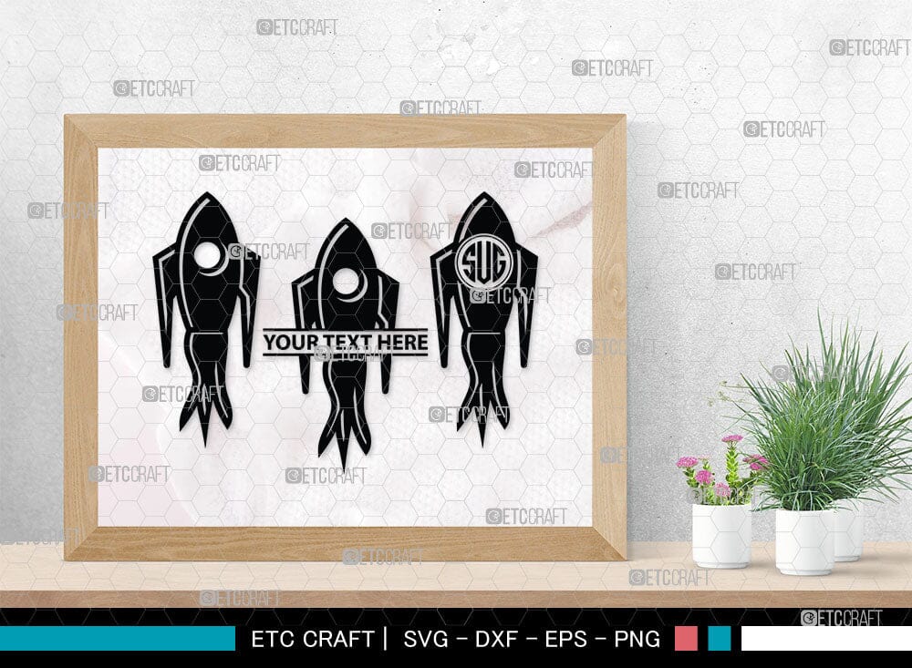 Rocket Monogram, Rocket Silhouette, Space Rocket Svg, Rocketship Svg ...