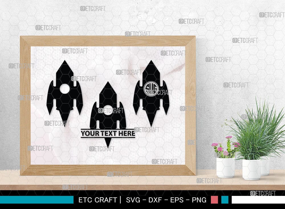 Rocket Monogram, Rocket Silhouette, Space Rocket Svg, Rocketship Svg ...