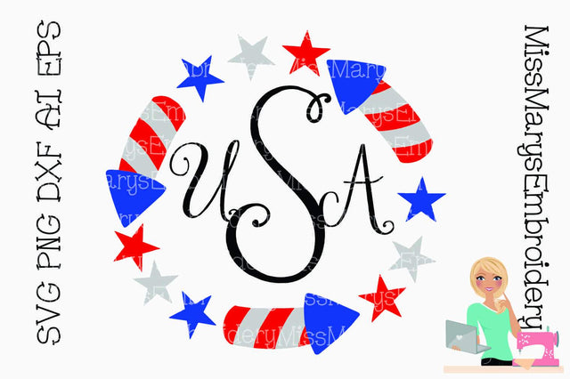 Rocket Monogram SVG MissMarysEmbroidery 