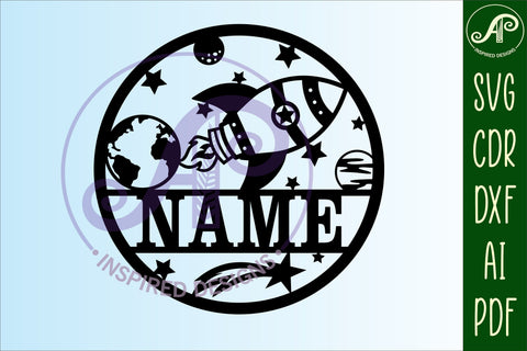 Rocket name sign svg laser cut template SVG APInspireddesigns 