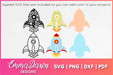 Rocket Ship SVG Bundle SVG Emma Dawn Designs 