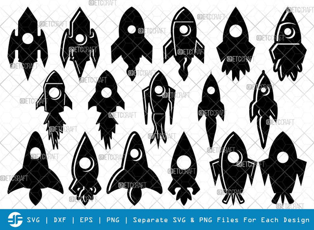 Rocket SVG Cut Files | Space Rocket Silhouette | Spaceship Svg | Space Rocket Bundle SVG ETC Craft 