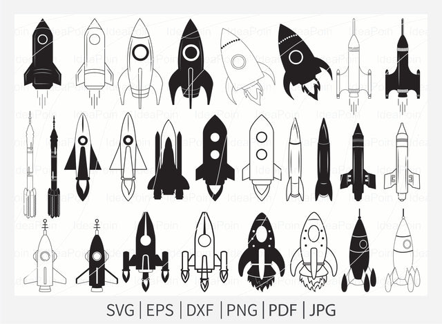 Rocket svg, Rocket svg Bundle, Spaceship Svg, Rocket Clipart, Mid Century Vintage Rockets, Rocket Ship Svg, Space Shuttle Svg SVG Dinvect 