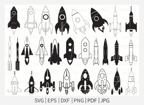 Rocket svg, Rocket svg Bundle, Spaceship Svg, Rocket Clipart, Mid Century Vintage Rockets, Rocket Ship Svg, Space Shuttle Svg SVG Dinvect 