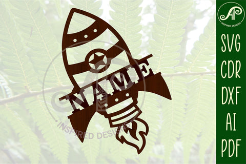 Rocket theme Name sign svg laser cut template SVG APInspireddesigns 