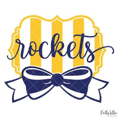 Rockets and Bow Wide Stripe Frame SVG Kelly Lollar Designs 