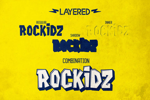 Rockidz - Layered Font Family Font Mozzatype 